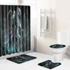 Skull Shower Curtain Floor Mat Combination Four-Piece Set Bathroom Toilet Carpet Shower Room Mat Foot Mat