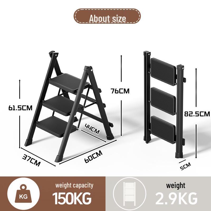 Folding Small Indoor Ladder: Multi-functional A-frame with Non-slip Steps, 2 or 3 Steps
