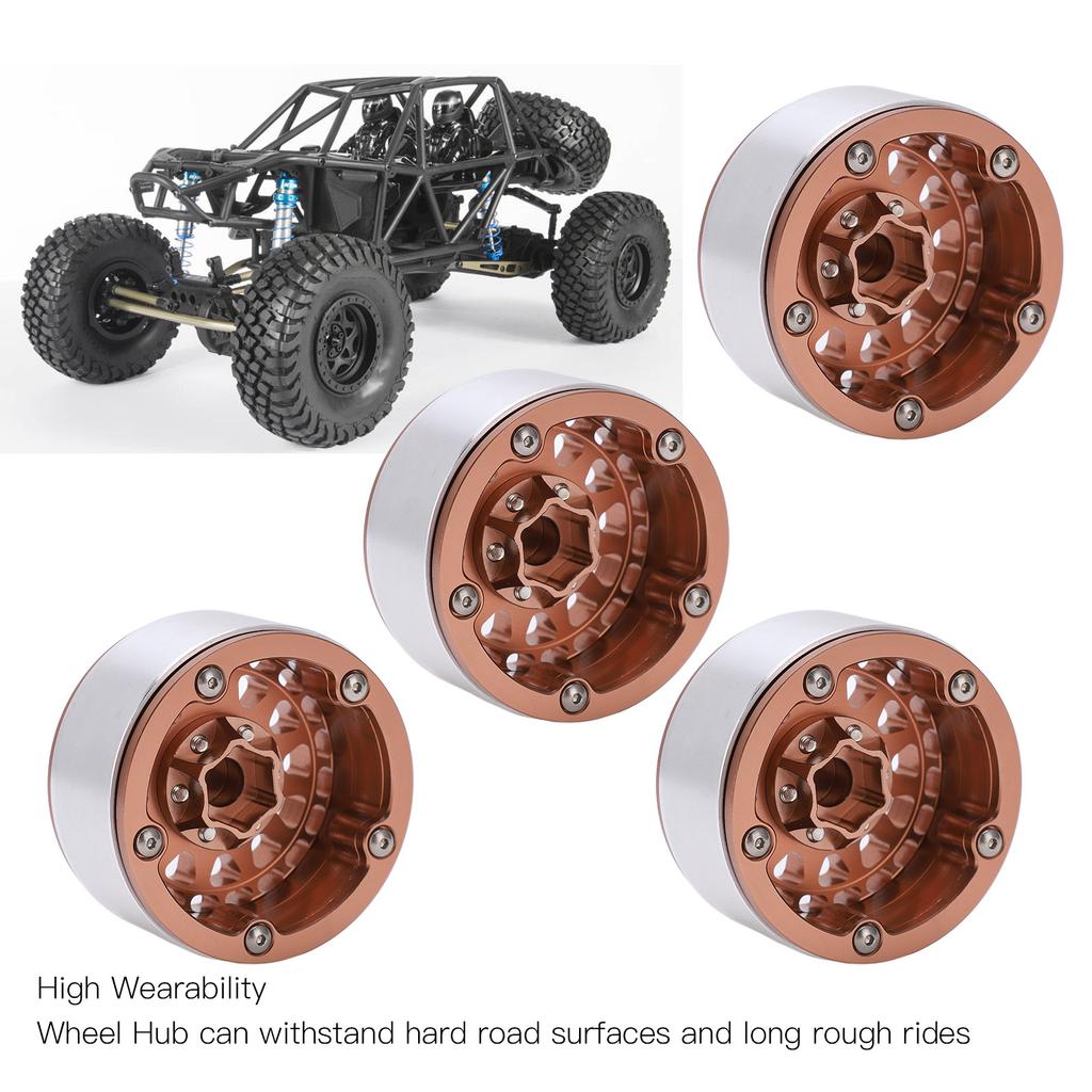 4pcs Beadlock RC Car Wheel Hub Set 1.9in Aluminum Alloy Tire   for 1Celsius10 1Celsius12 1Celsius14 Remote Control Cars