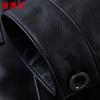 Hengyuanxiang Men's Turn-down Collar Pebbled Cowhide Leather Jacket