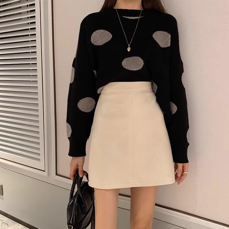 

Plus Size High-Waisted Corduroy Midi Skirt: Autumn/Winter Slimming A-Line Style Small