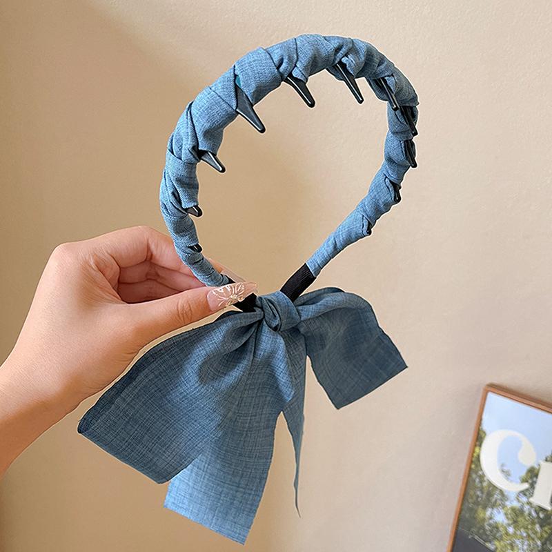 

Cowboy Ribbon ~ Summer Cool Feeling Twisted Knot Sweet Girl Full Tie Tooth Comb Ribbon Hair Bands as the picture