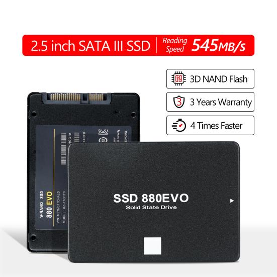 880 EVO SATA III 6Gb/s 2.5-Inch SSD Shock-proof Speed Up to 545MB/s Read 530MB/s Write 1/2/4TB Internal Solid State Drive for Desktop Laptop PC