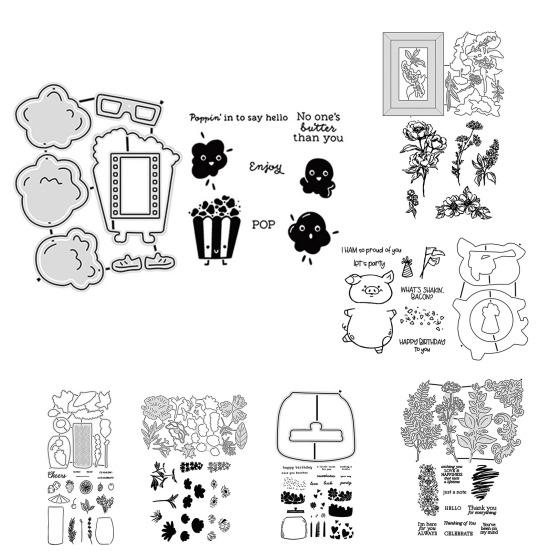 Stamps And Dies Set for Card Making Clear Silicone Stamps And Carbon Steel Cutting Dies Set for DIY Album Scrapbooking Greeting Card Making