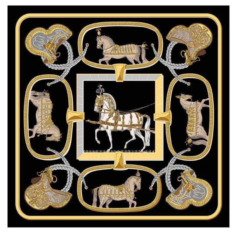 POBING Twill Silk Square Scarf Animals Print Women Scarves&Wrap Giraffe Neckerchief Spanish Foulards cachecol Large Bandana
