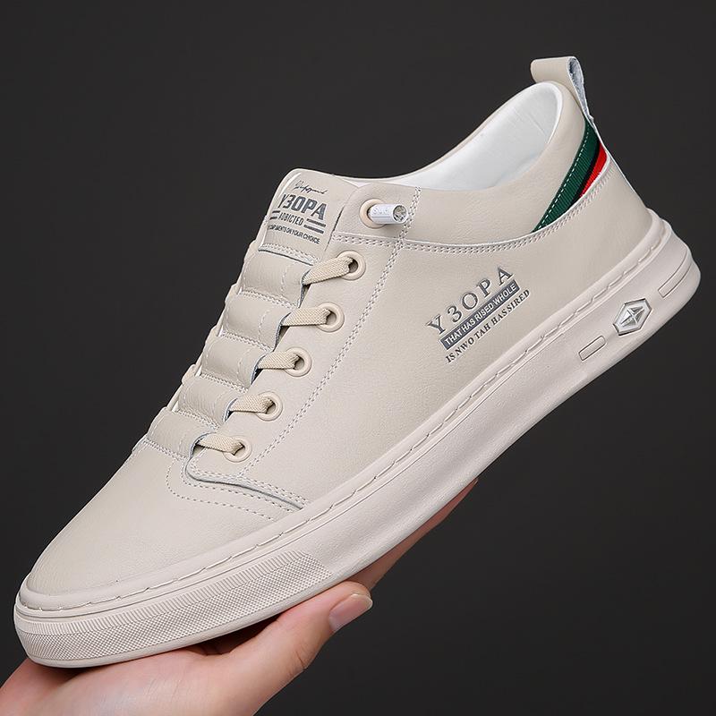 

Чоловіче взуття 2025 літо нова корейська версія універсальне м яка підошва збільшення зросту повсякденне взуття чоловічий дизайн поглинання стопи білі кеди 44 бежевий