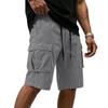 Summer Men Loose Straight Pants Casual Multi-Pocket Shorts Pure Color Fashion Men Shorts Drawstring Daily Cargo Short Pants