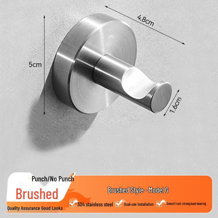 Gunmetal Grey Punch-Free 304 Stainless Steel Wall-Mounted Coat and Hat Hook