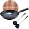 JWD Authentic Zhangqiu Master's Edition Hand-Hammered Wrought Iron Wok, 32cm