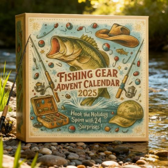 Fishing Gear Advent Calendar 2025 24 Day Countdown Box with Acrylic Ornaments Multifunctional Christmas