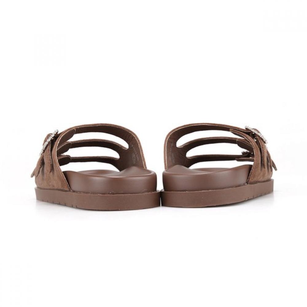 Barbara Cowhide Jewelry Buckle Daily Mule Slide 2.5cm 2 Colors Bbj332