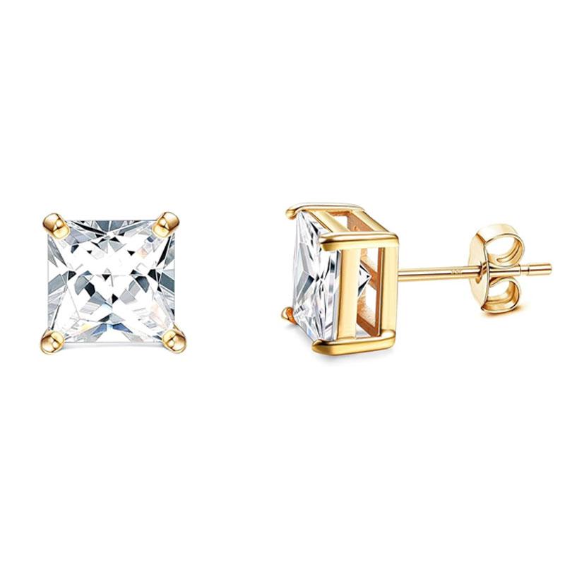 4 pair Stud Earrings for Women Men Gold Plated Hypoallergenic Silver Post Earrings Big Brilliant Simulated Diamond