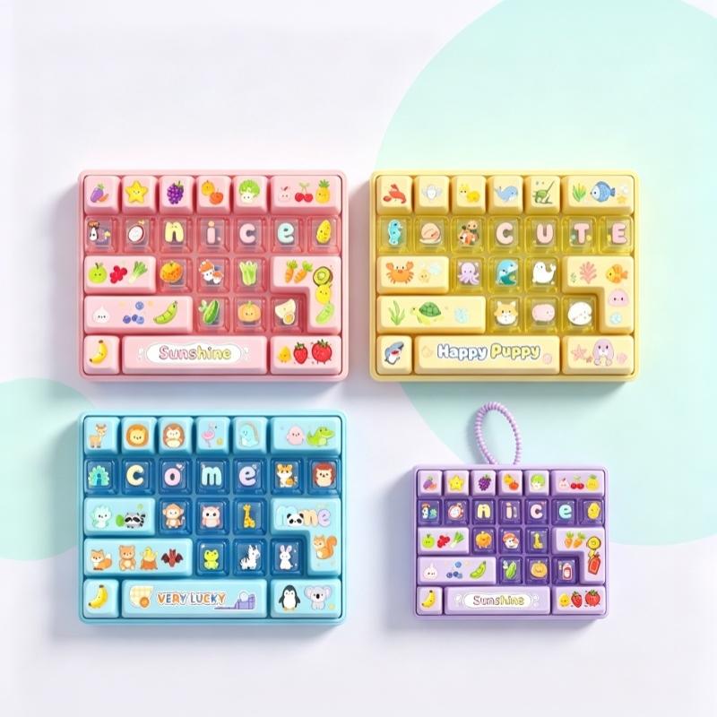 Creative 26 Keys Keyboard Stress Relief Toy Cute Cartoon Fidget Keychain Backpack Pendant for All Ages