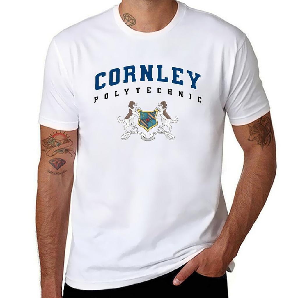 Cornley Polytechnic BLUE TShirt Minimalist Plain Crew Neck TShirt