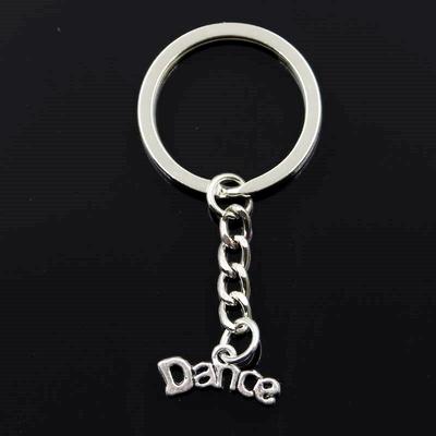Fashion 30mm Key Ring Metal Key Chain Keychain Jewelry Antique Silver Color Plated Plates Dance 20x9mm Pendant