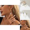Elegant European American Irregular Natural Stone Earrings Colorful Geometric Fall 2023
