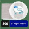 Uncoated Disposable Paper Plates 9 Inch Microwave Safe 300 Count Strong Durable Soak Proof Round Plates Parties Catering Events
