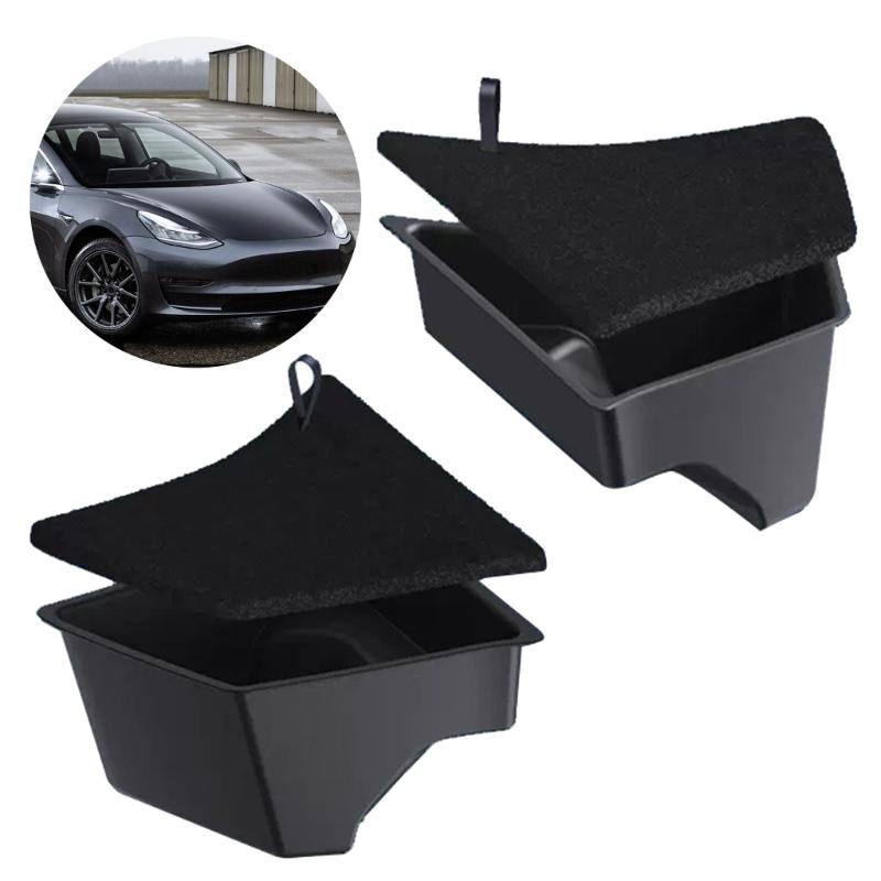2x Car Trunk Side Storage Box Garbage Bins Organizer Flocking Mat Partition Board Stowing Tidying Compatible for