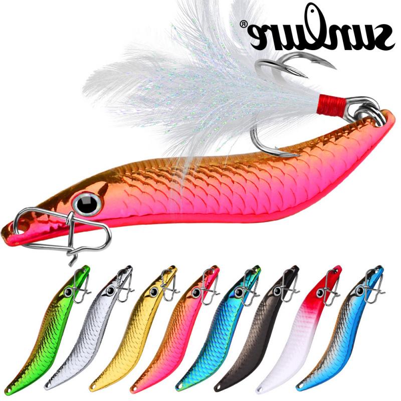 Lure for Speculative FishingSLong Casting Sequin Iron Plate Fake Bait Blood Groove Feather Hook Metal Bionic Fishing Bait Set