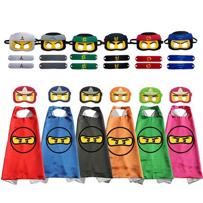Set Costume da Ninja per Bambini con Mantello, Maschera e Polsini per Halloween e Spettacoli del 1° Giugno