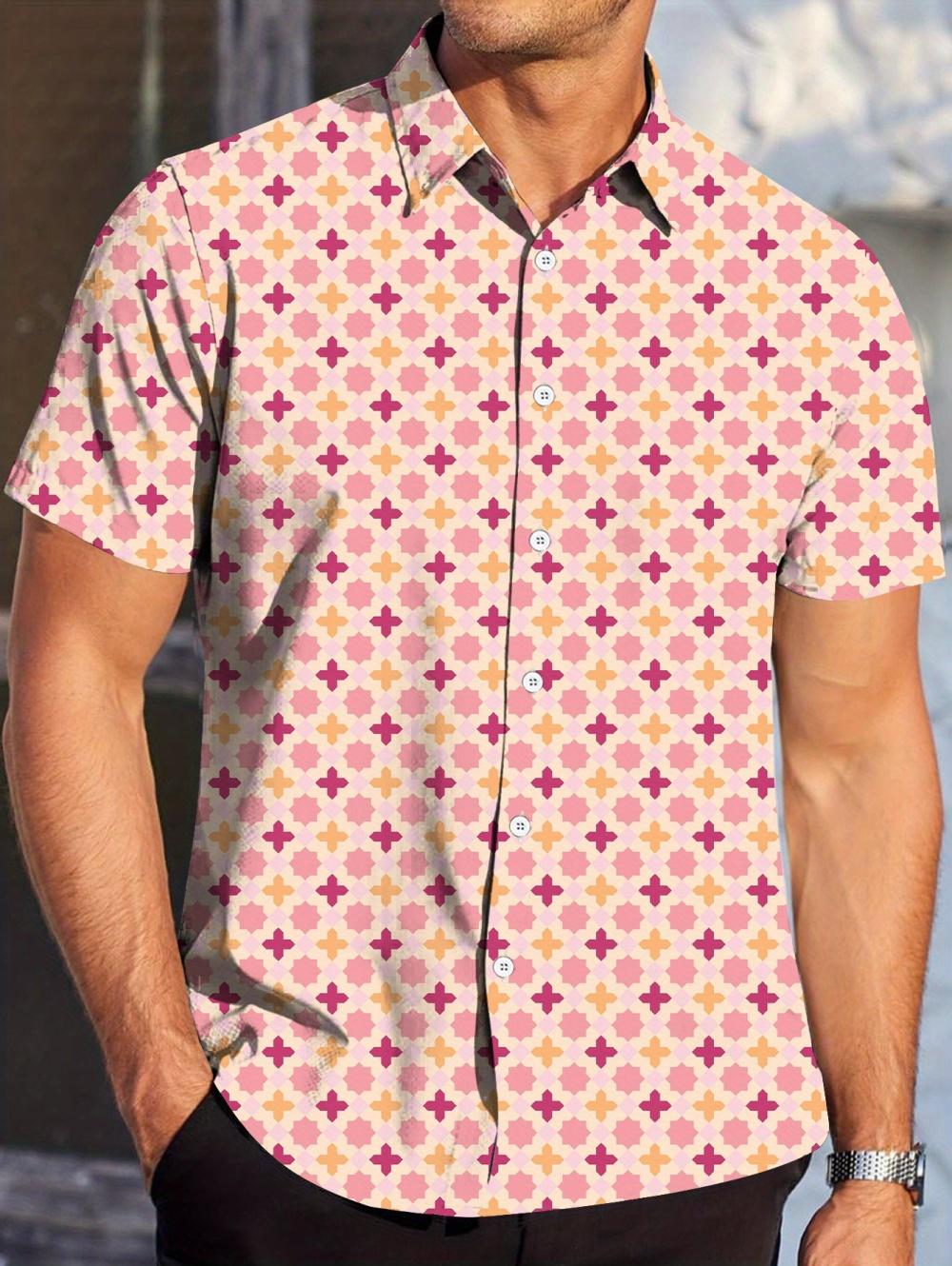 Mens Striped Casual Shirts Holiday Short Sleeve Vintage Lapel Shirt Hawaiian Shirt Summer Tops Lapel Oversized Men s Clothing S
