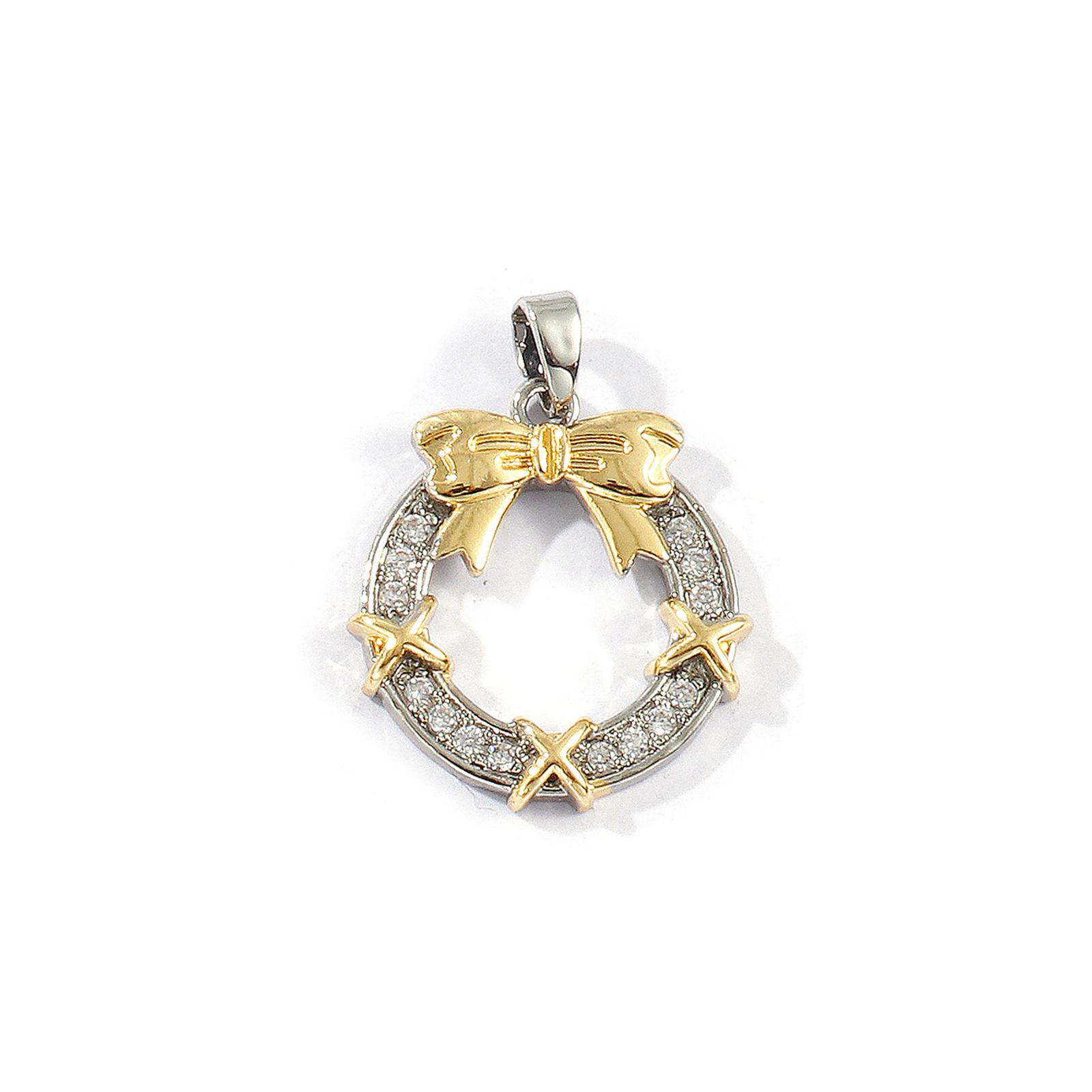 1 Piece Brass Charms Star Moon Oval 18K Gold Plated&Silver Plated Two Tone Clear Cubic Zirconia Pendants For DIY Necklace Making