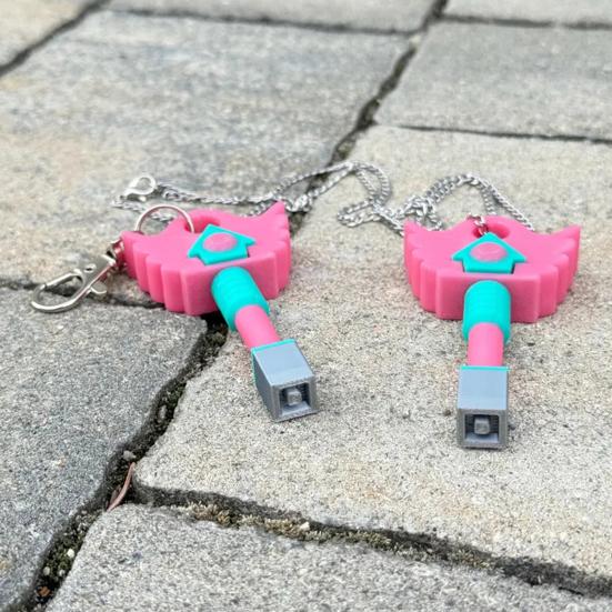 Hide And Seek Key Pendant Necklace Korean Folk Game Necklace Square Round Triangle Key Pendant Keychain for Fans