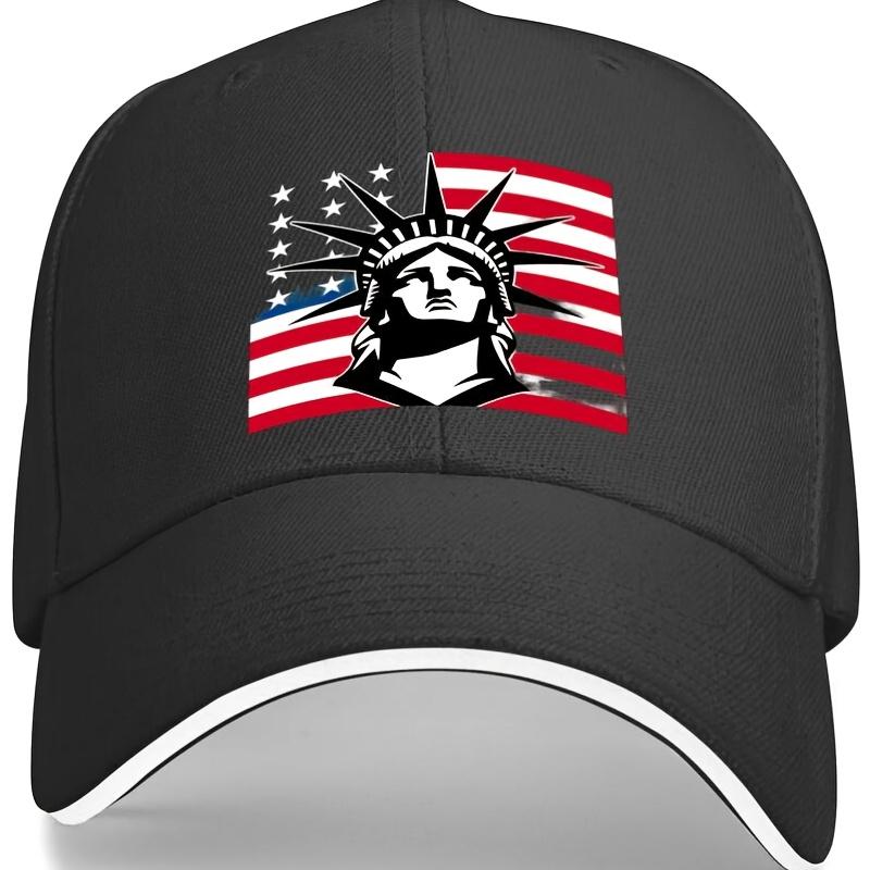 Statue of Liberty American Flag Baseball Cap Patriotic Unisex Polyester Casual Adjustable Sun Protection Hat
