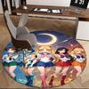 1pc Sailor Moon Anime Cartoon Design Round Carpet  Office Chair Mat, NonSlip Rug for Home Decor, Living Room