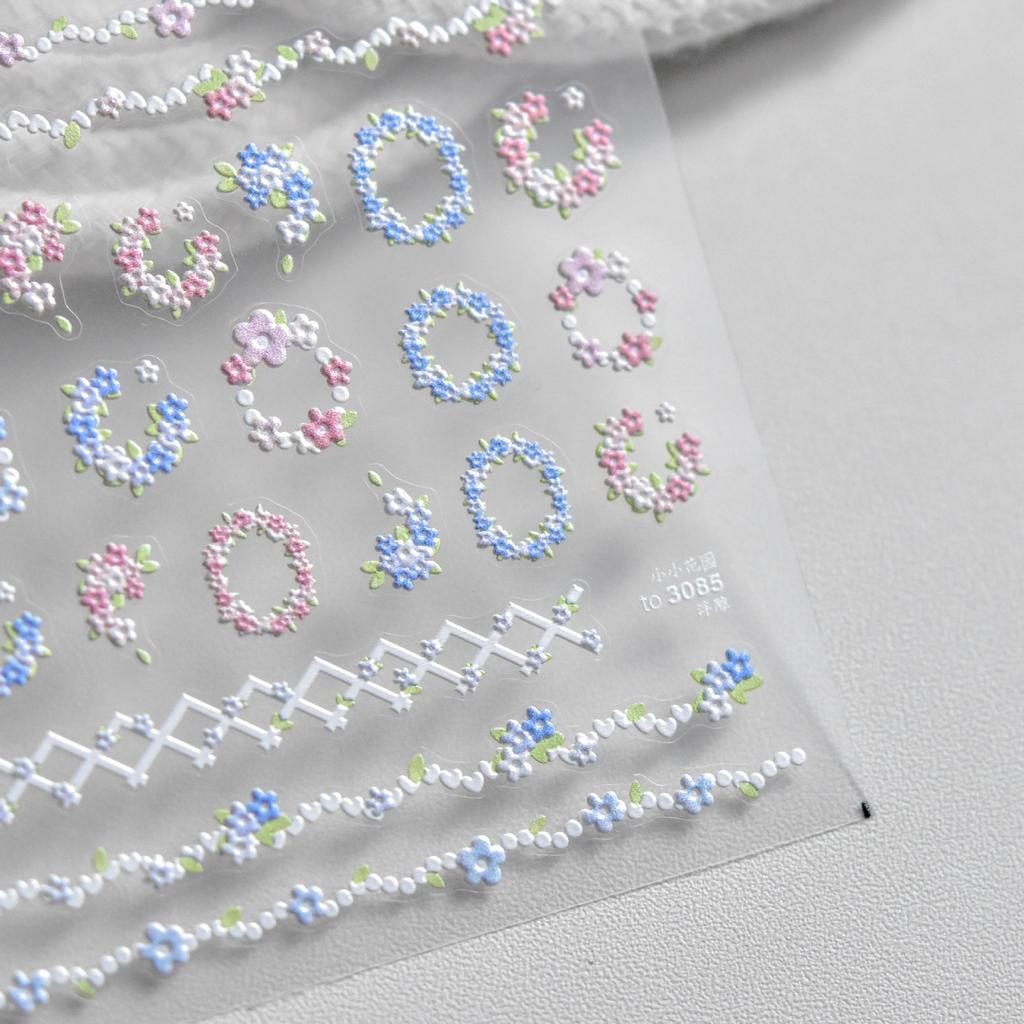 Embossed Garden Series Nail Stickers DIY Creative Decoration