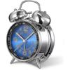 Laute Weckeruhr für Tiefschläfer Erwachsene, 4 Zoll Stille Nicht tickende Quarz mit Hintergrundbeleuchtung, Doppelglocke (blau) - Chuan weniger