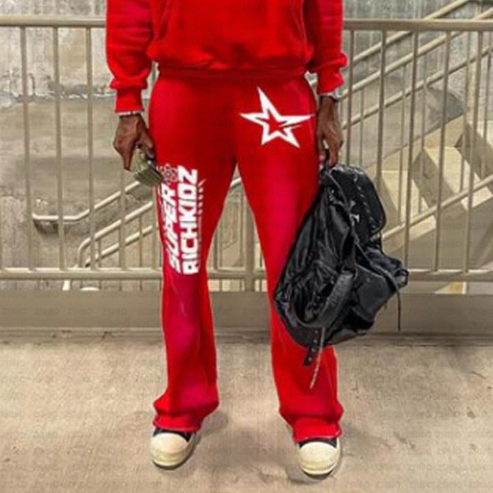 Felpa con cappuccio e stampa di lettere a stella set di felpe hip-hop europee e americane cappotto largo