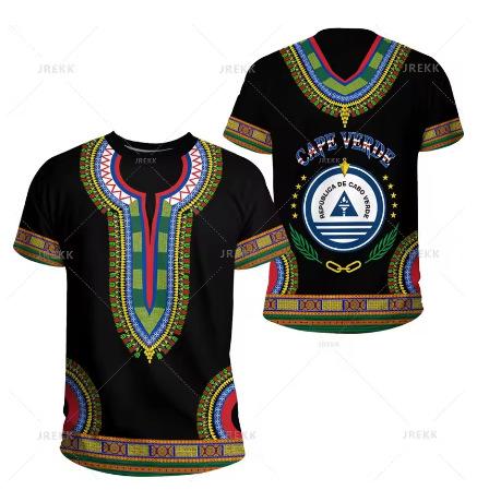 Fashion Women's T-Shirt Recomof Cabo Verde Flag Map 3D Printed T-Shirt Badge Graphic T-Shirt Men