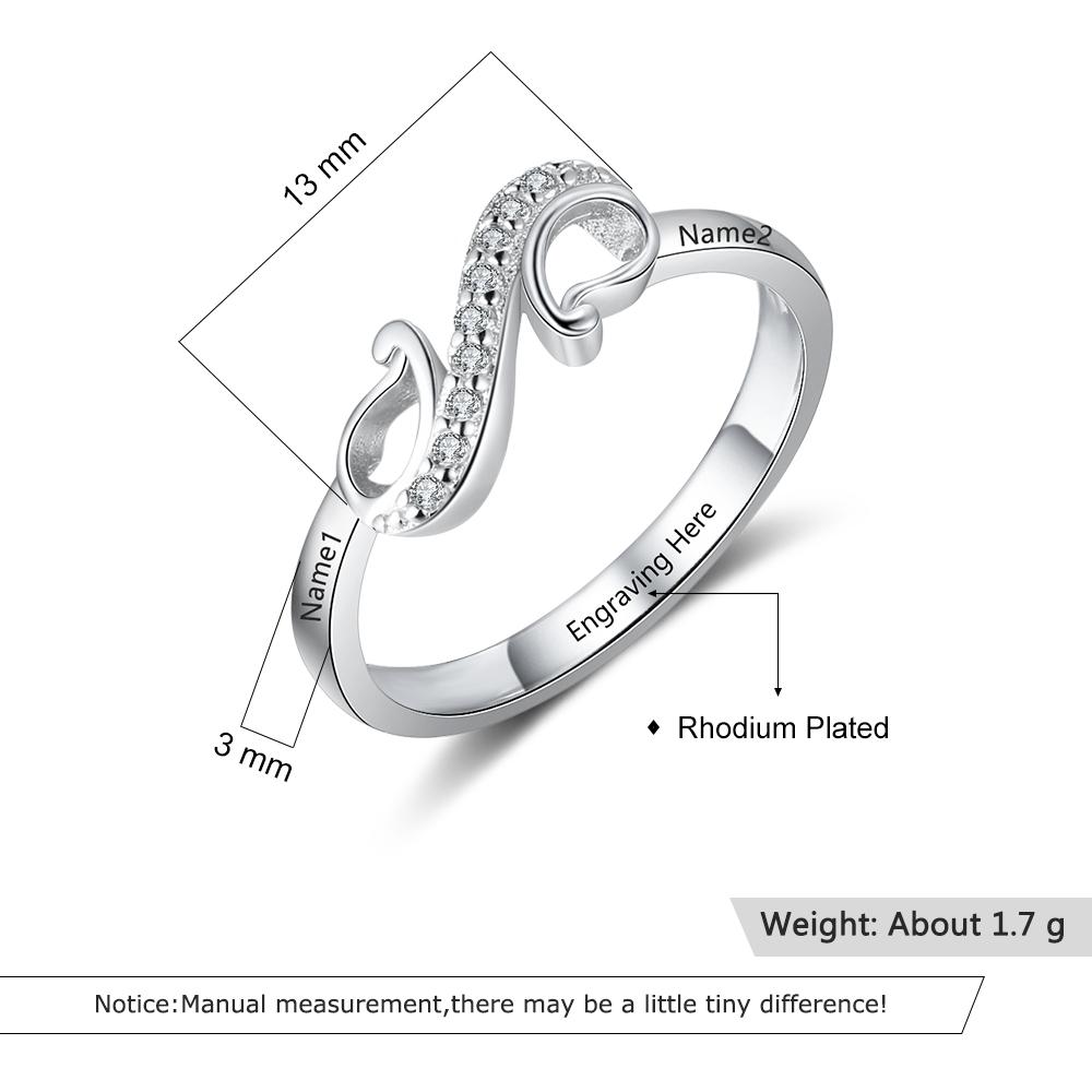 Customized Finger Ring Elegant Jewelry Engrave 2 Names Water Drop Shape Women With Modish Stylish Rings Giveaway Present Girlfriendri103855Elegant