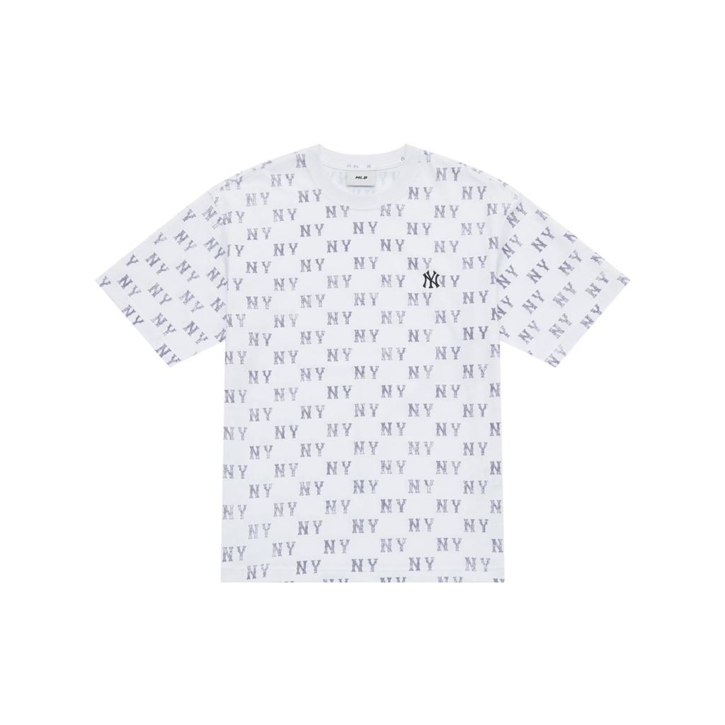 New MLB MONOGRAM Collection New York Yankees SS25 T Shirt Unisex Gray 3ATSM0253-50GRS