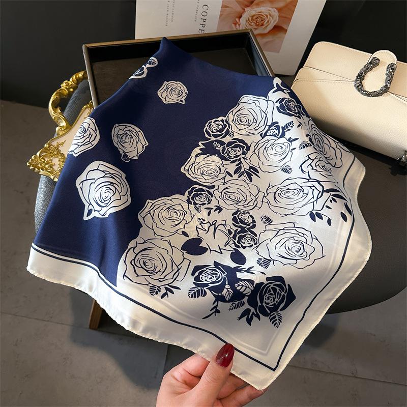 Silk Scarf for Women 70X70cm Square Scarf Sun Protection Shawl Versatile Neckerchief  Headscarf Hair Band Accessories