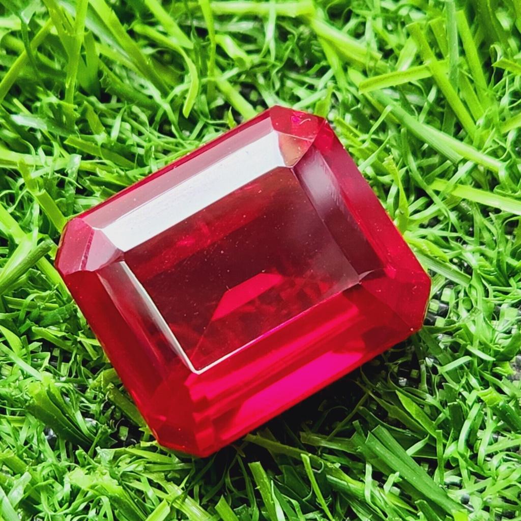 76.40 Ct Heated Ceylon Red Ruby Emerald Cut Faceted Loose Gemstone