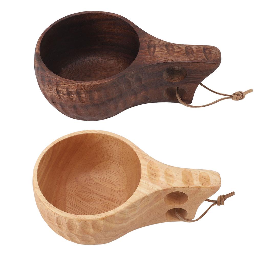 350ML Wooden Cup with Handle Portable Multifunctional Wood Mug Drinking Cup for Coffee Tea Milk Beve