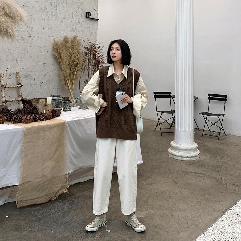 

Women s Spring 2026 Korean Style Baggy Wide-Leg Pants - Student Loose Fit, Versatile Straight-Leg Design 5XL грязно-белый