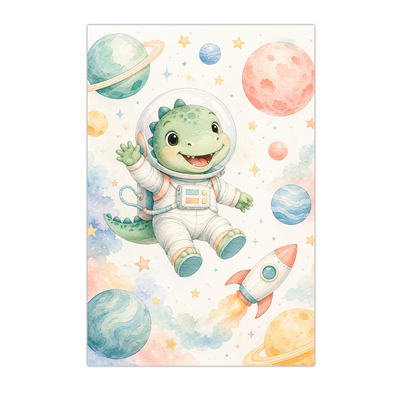 Nursery Wall Art Space Astronaut Animal Poster Print Canvas Painting Moon Planet Rocket Baby Room Wall Decor
