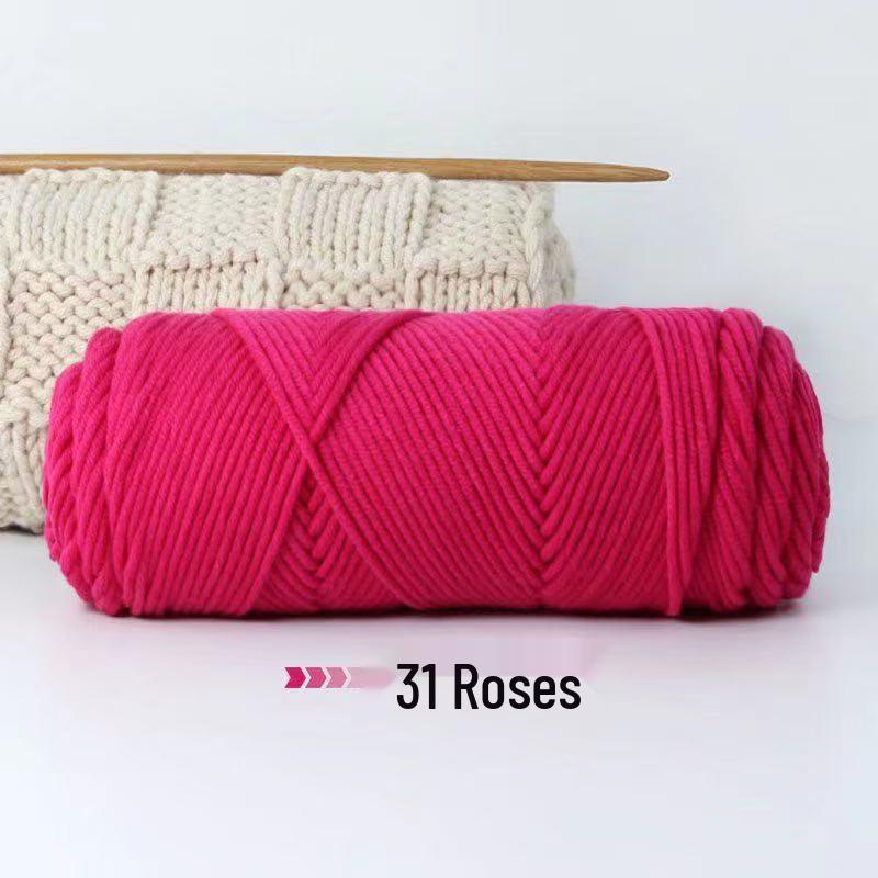 8-Strand Cotton Wool Yarn for Scarf DIY - Thick, Soft Thread with Silk Elements