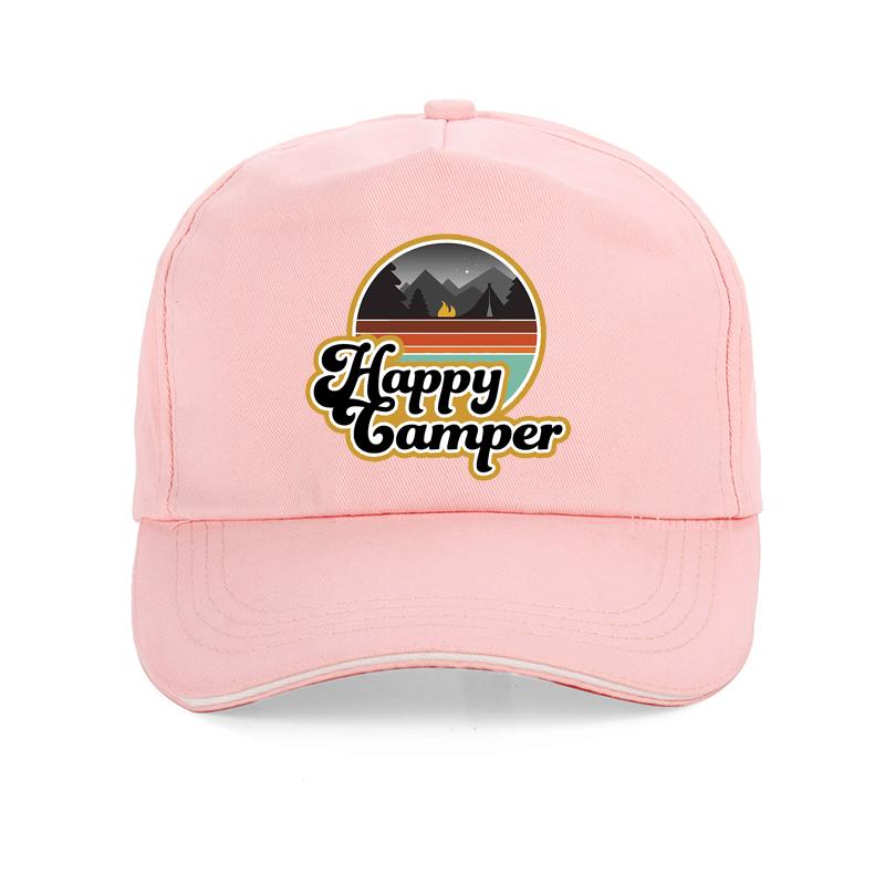 Happy Camper Cap Summer Camp Camping Unisex Women baseball cap Green Hiking Outdoor Sport  Trucker Cap
