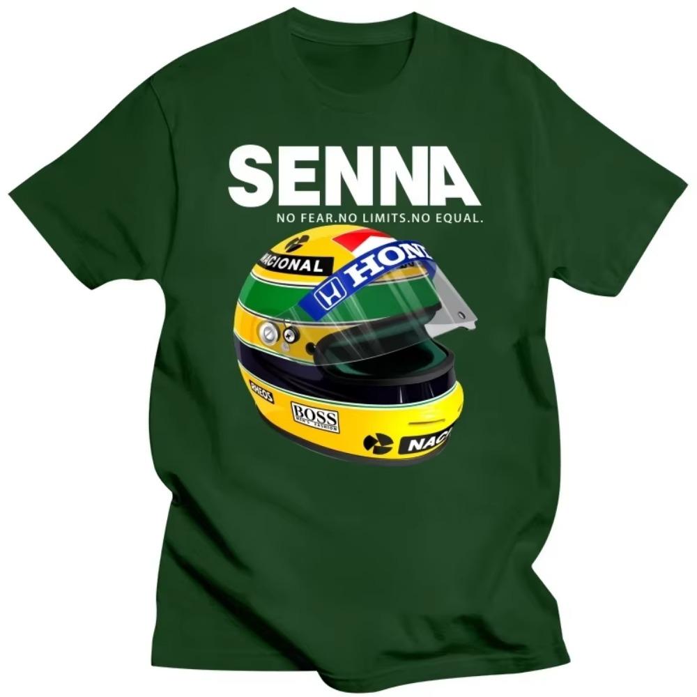 Maglietta estiva da uomo Ayrton Senna Elmetto Maglietta Top Abbigliamento 1 Auto da Corsa Uomo Girocollo Manica Corta T-Shirt Popolare Uomo Taglia Grande