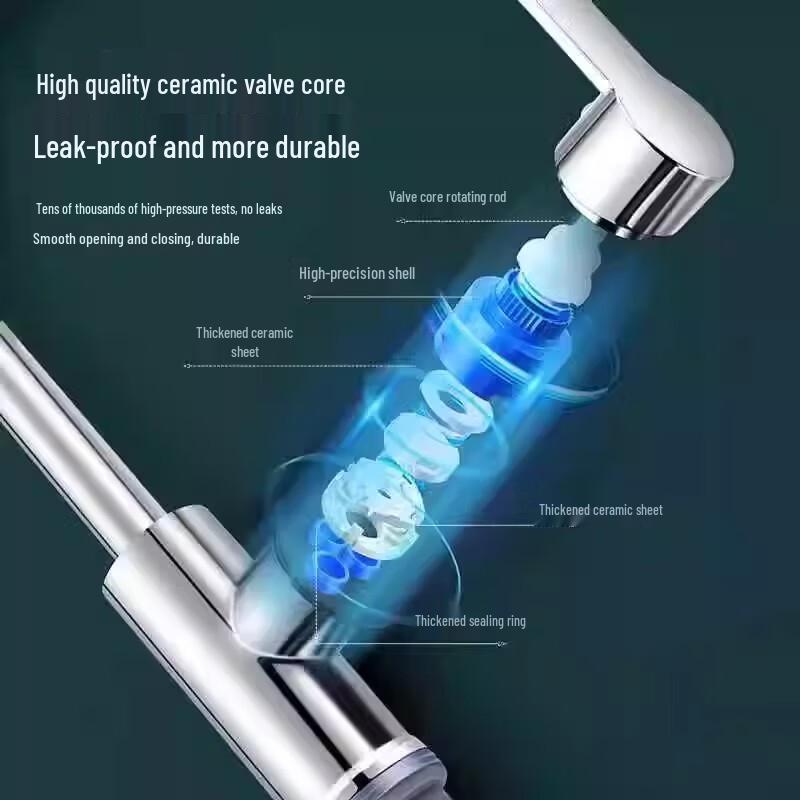 304 Stainless Steel Large Curved Kitchen Faucet (Hot & Cold)