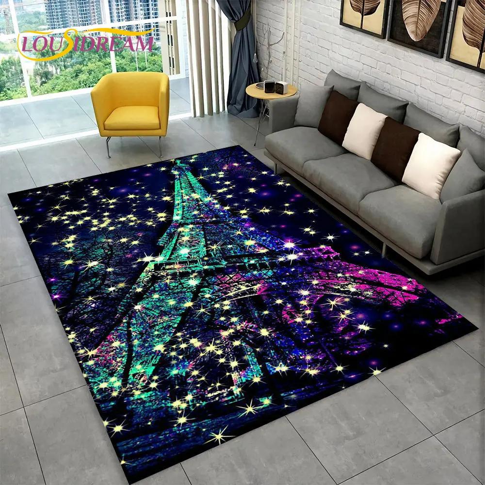 Frankrijk Parijs Eiffeltoren Romantische Kunst Gebied Tapijt, Tapijt Tapijt voor Woonkamer Slaapkamer Bank Deurmat Keuken Decor Antislip Vloermat