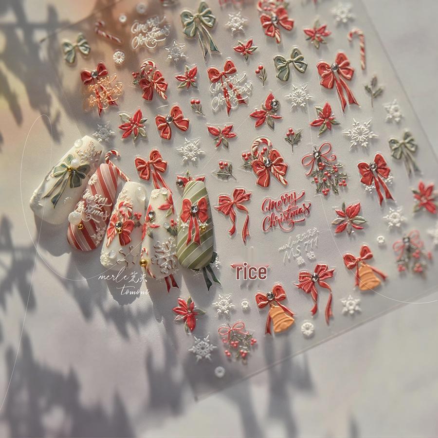 

Tomoni Crystal Red Bow Nail Stickers - Exclusive Collaboration for Mobile Phones