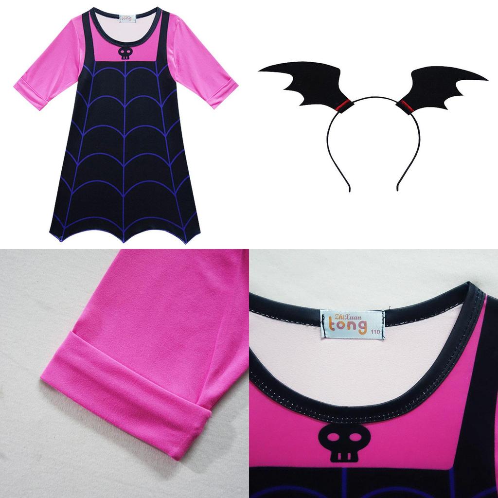 Kreskówkowa sukienka dresowa jednoczęściowa dla dziewczynek Vampirina z wykwintnym wykonaniem na święta