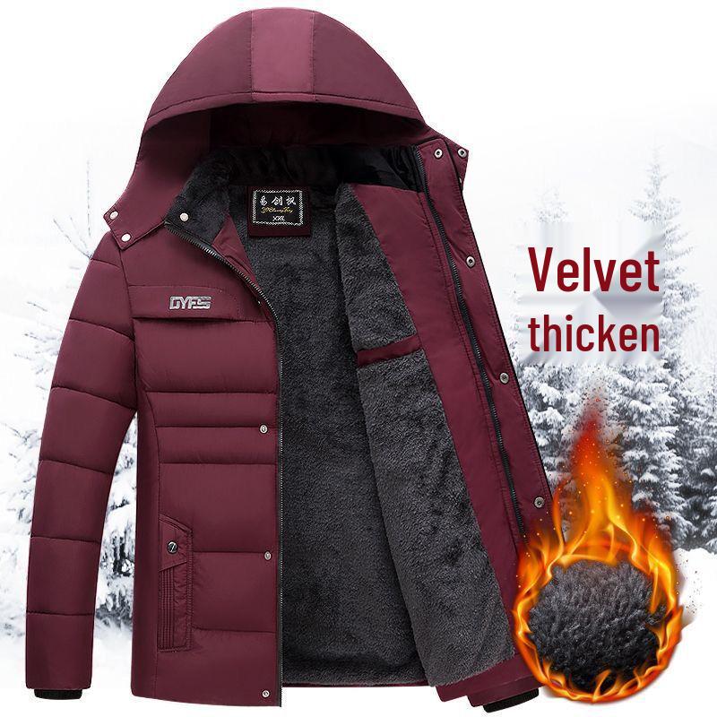 Autumn/Winter Mid-Length Plus-Size Thick Warm Cotton Jacket for Men