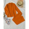 Warm orange solid color shirt wide-leg pants two-piece women's simple style long-sleeved trousers suit