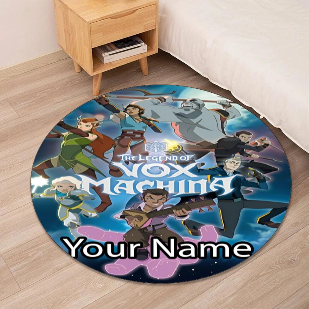 Custom Name Vox Machina Printed Round Rug Carpet Chair Rug Area Rug Entryway Doormats,for Office Chair Living Room Bedroom Kitchen Room.